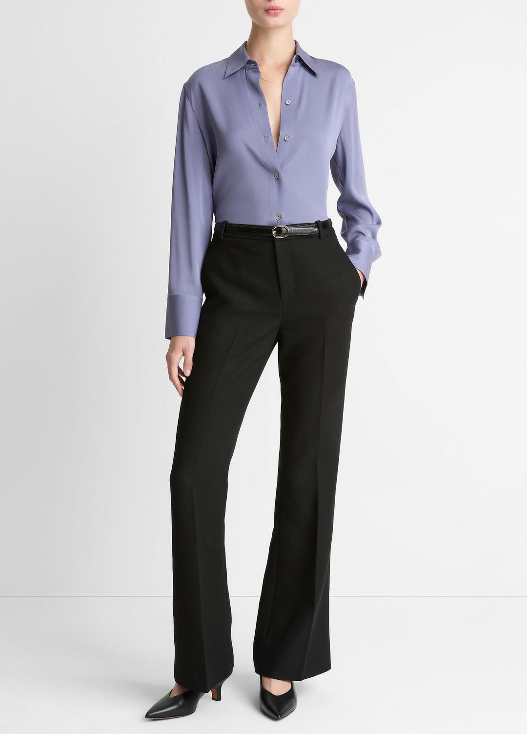 Stretch-Silk Button-Front Blouse in Long Sleeve | Vince for sale