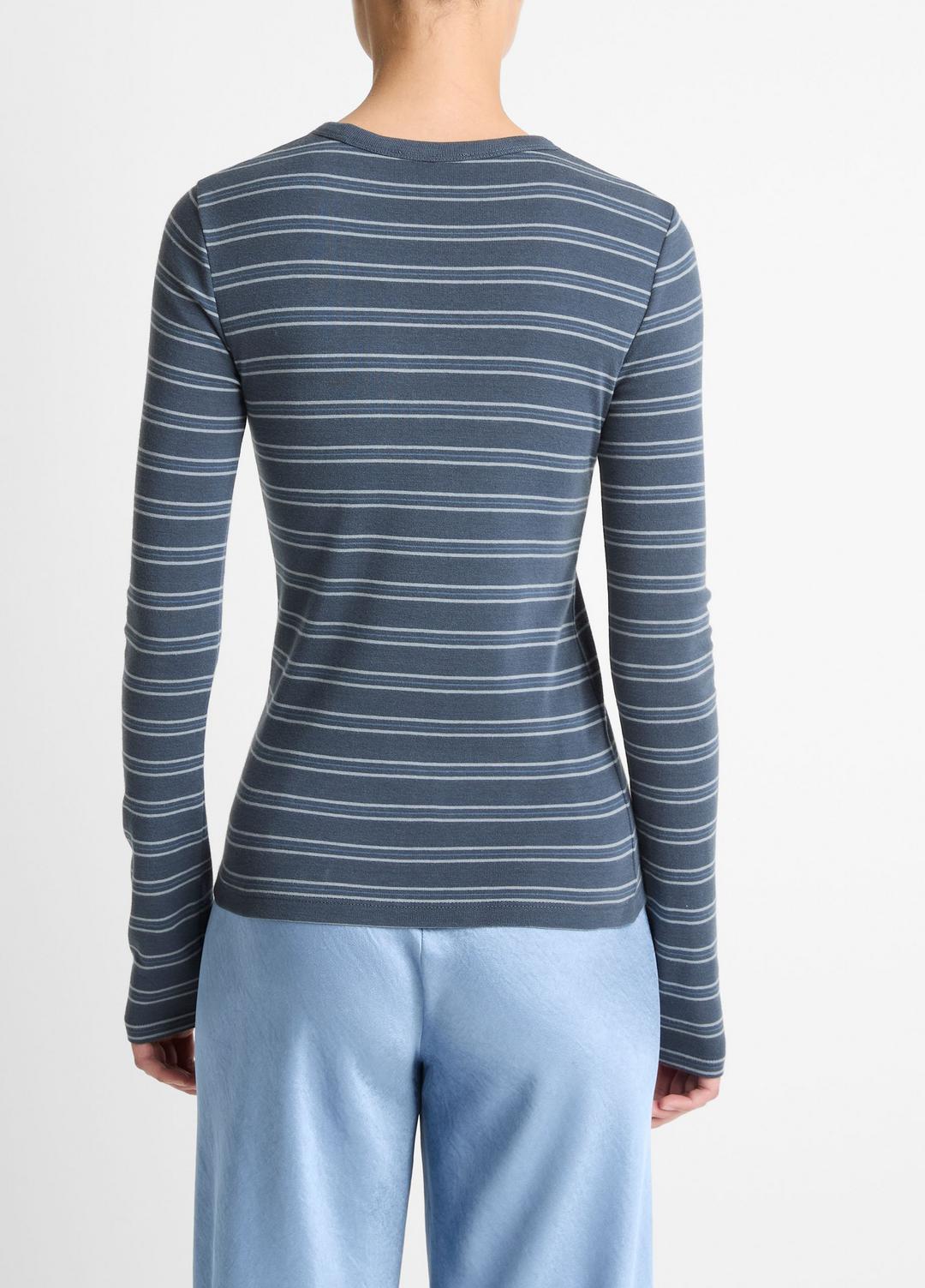 Striped Pima Cotton-Blend Long-Sleeve T-Shirt in Long Sleeve | Vince Online
