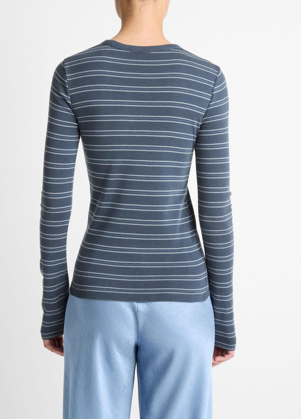 Striped Pima Cotton-Blend Long-Sleeve T-Shirt in Long Sleeve | Vince Online