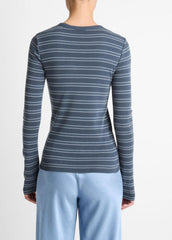 Striped Pima Cotton-Blend Long-Sleeve T-Shirt in Long Sleeve | Vince Online