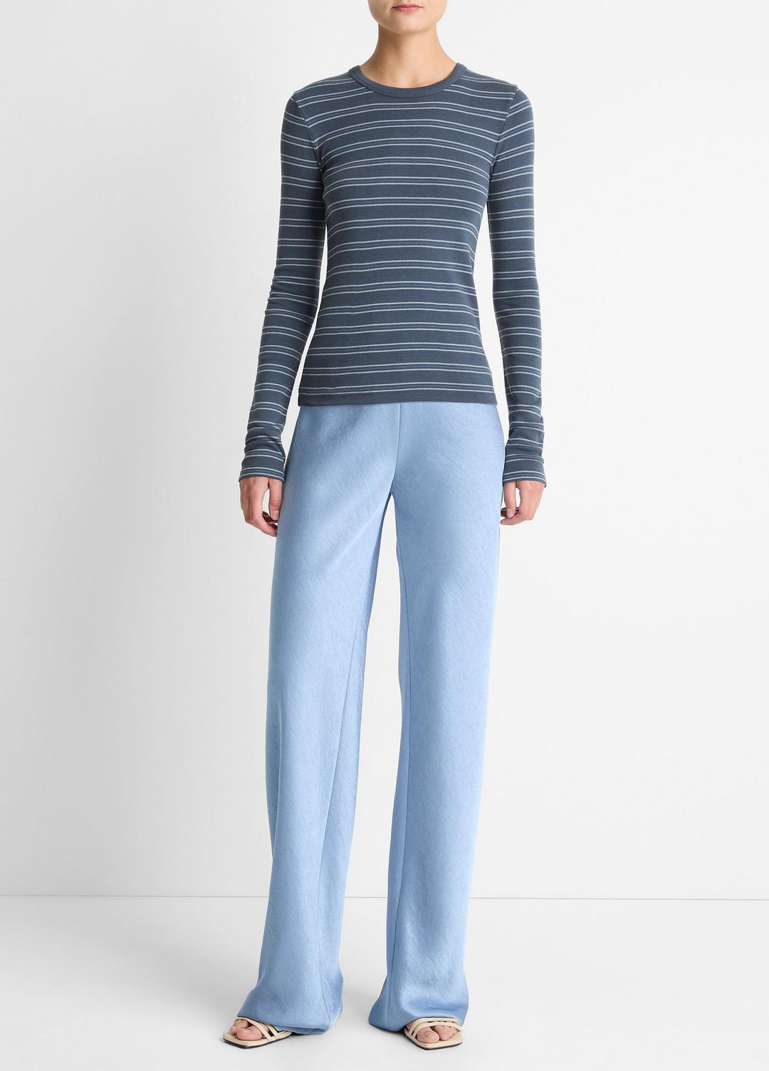 Striped Pima Cotton-Blend Long-Sleeve T-Shirt in Long Sleeve | Vince Online
