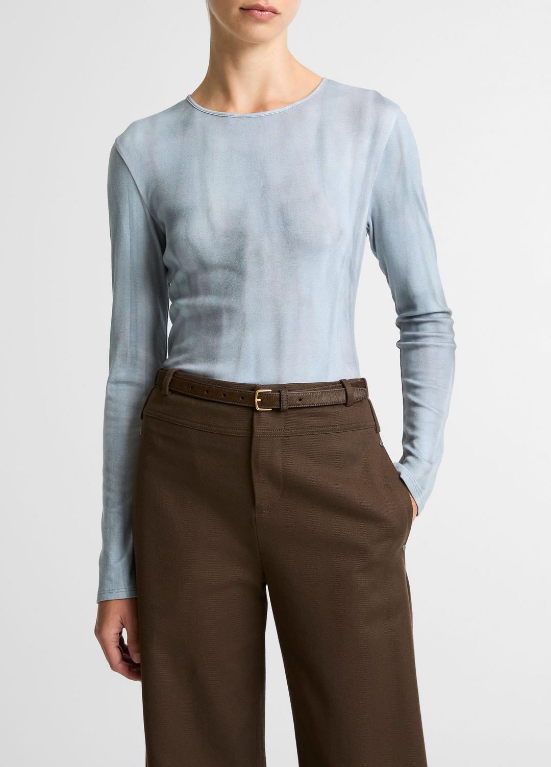 Washed Ombré Pima Cotton-Blend Long-Sleeve T-Shirt in Long Sleeve | Vince outlet