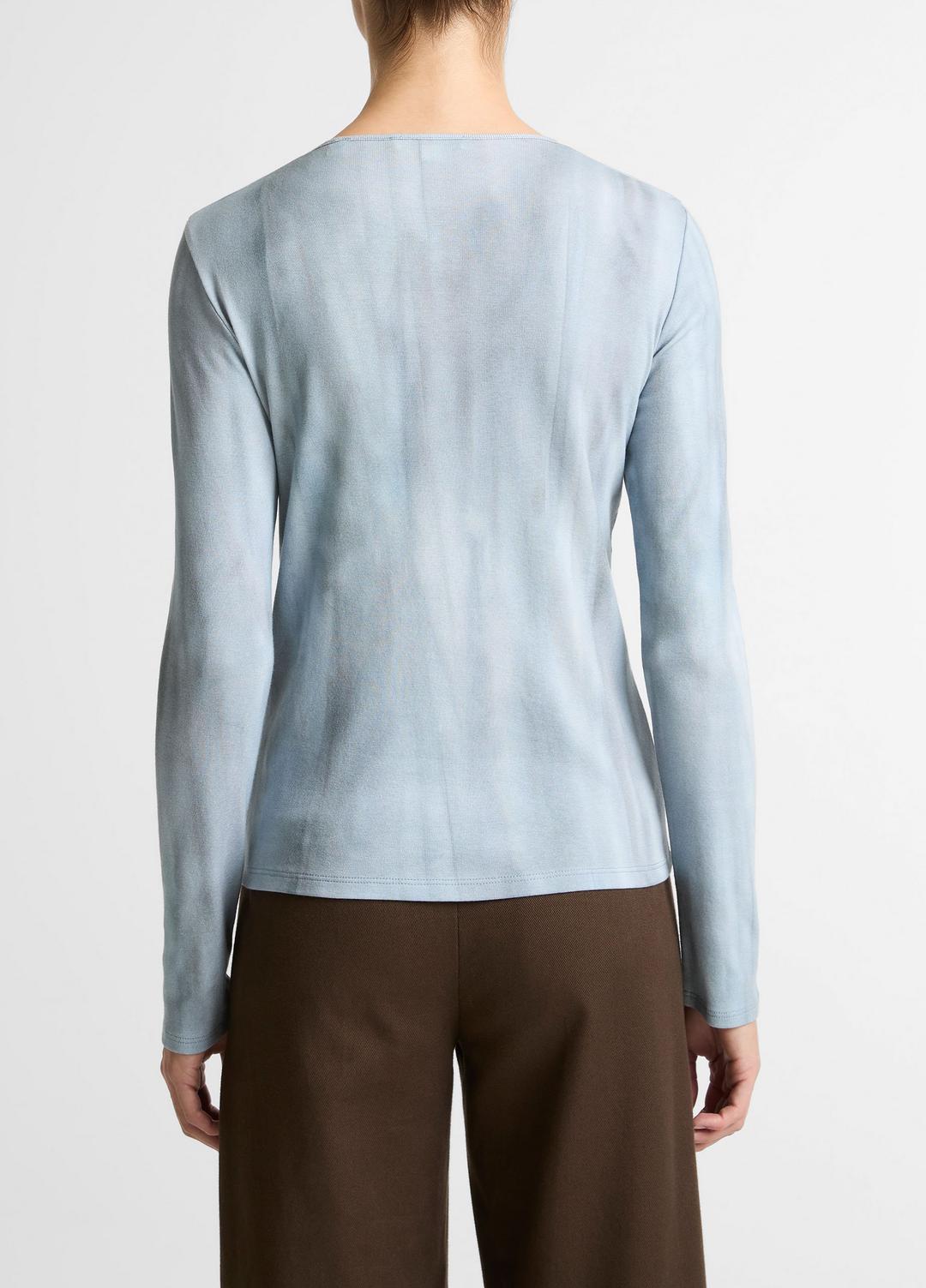Washed Ombré Pima Cotton-Blend Long-Sleeve T-Shirt in Long Sleeve | Vince outlet