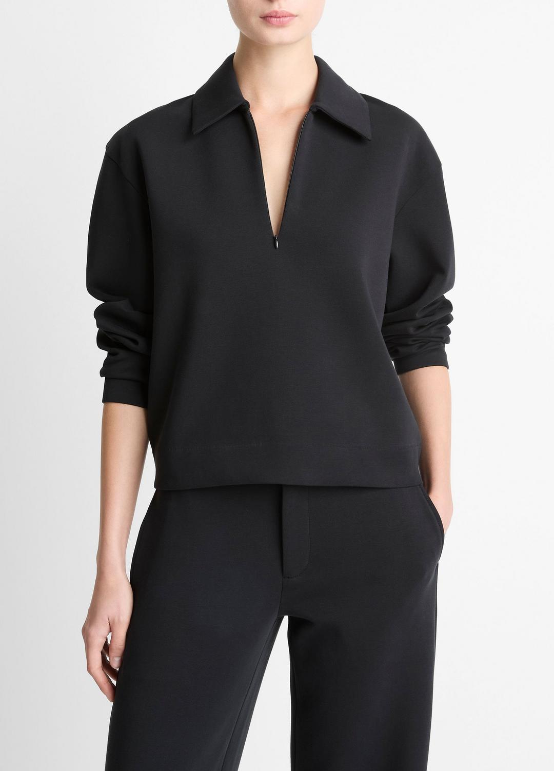 Cotton-Blend Half-Zip Pullover in Long Sleeve | Vince Online