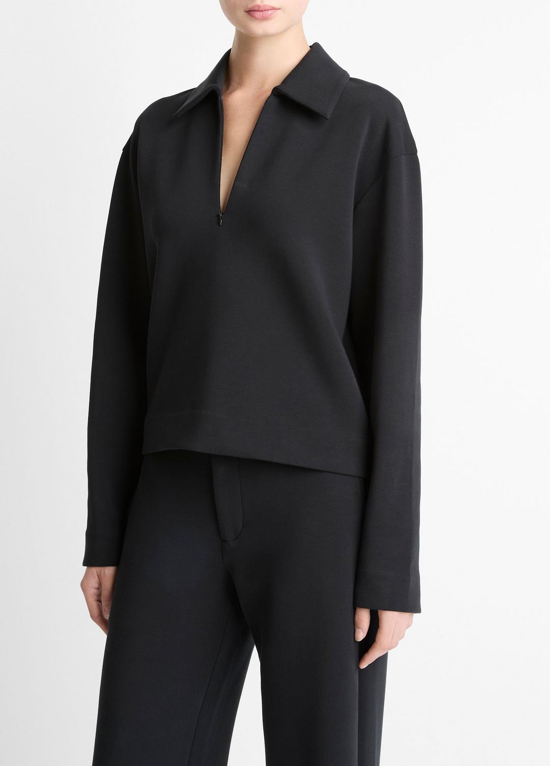 Cotton-Blend Half-Zip Pullover in Long Sleeve | Vince Online