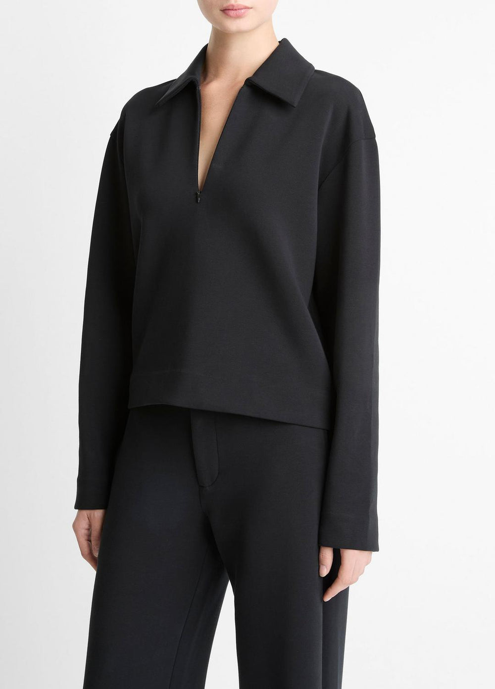 Cotton-Blend Half-Zip Pullover in Long Sleeve | Vince Online