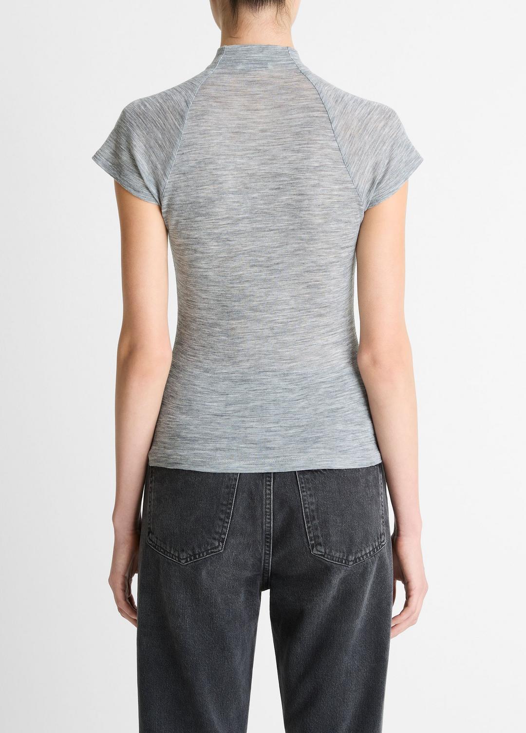 Wool Raglan Cap-Sleeve Mock-Neck Top in Short Sleeve | Vince discount