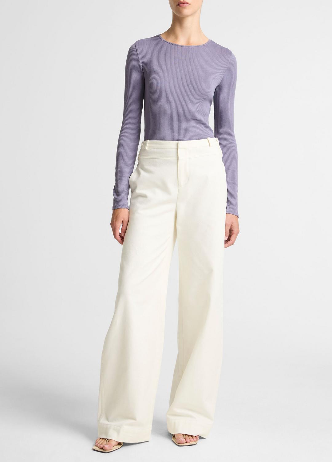 Ribbed Pima Cotton Long-Sleeve T-Shirt in Long Sleeve | Vince near me