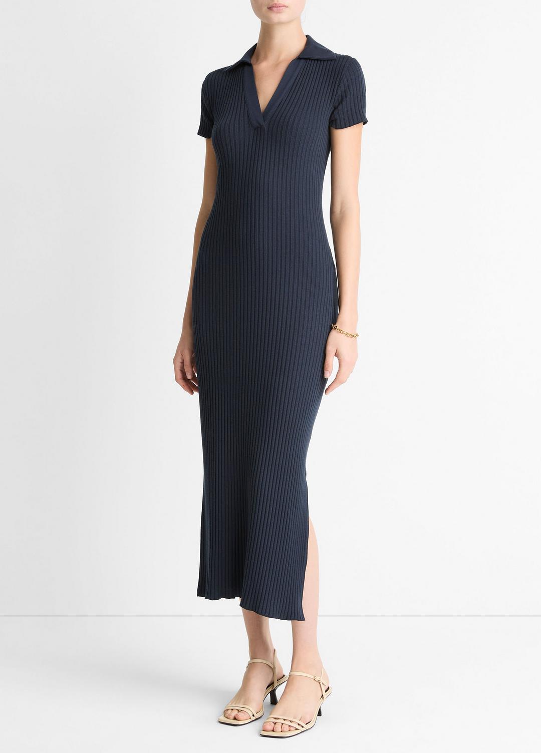 Ribbed Cotton-Blend Polo Dress in Dresses | Vince sale