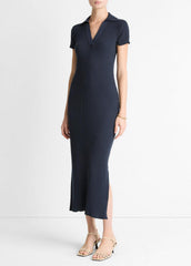 Ribbed Cotton-Blend Polo Dress in Dresses | Vince sale