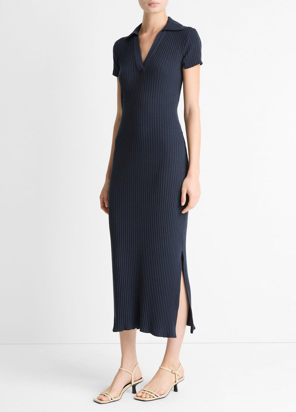 Ribbed Cotton-Blend Polo Dress in Dresses | Vince sale