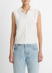 Cable-Knit Wool & Cotton-Blend Sweater Vest in V-Neck | Vince for sale
