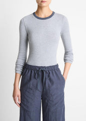 Tipped Heathered Pima Cotton-Blend Long-Sleeve T-Shirt in Long Sleeve | Vince on sale