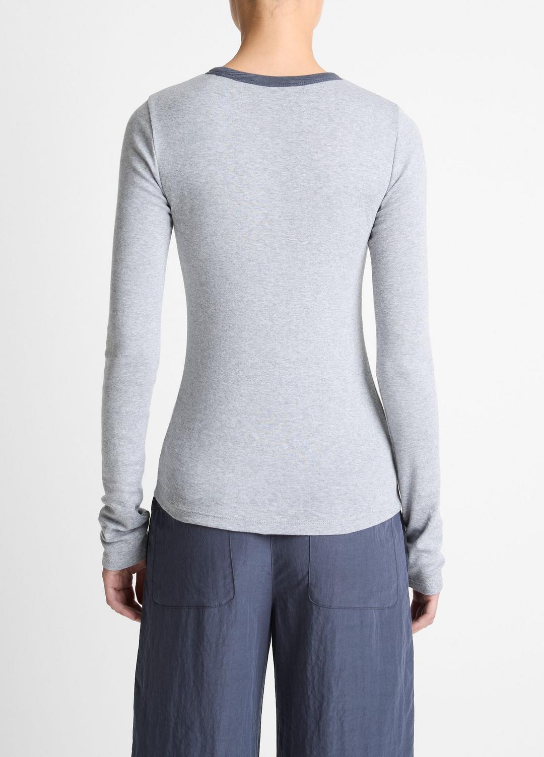 Tipped Heathered Pima Cotton-Blend Long-Sleeve T-Shirt in Long Sleeve | Vince on sale