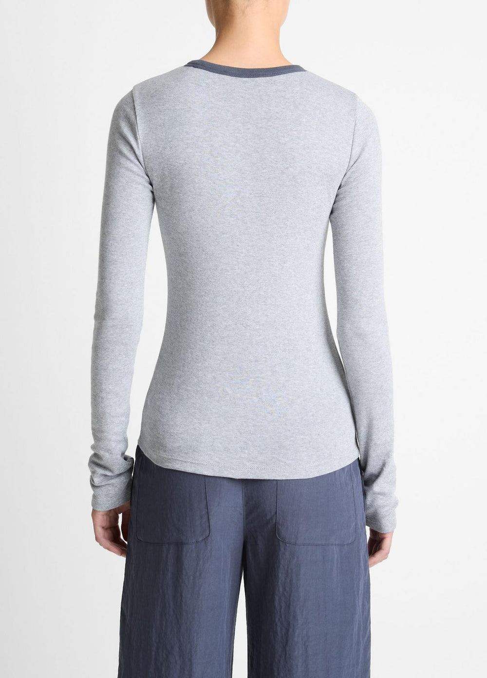 Tipped Heathered Pima Cotton-Blend Long-Sleeve T-Shirt in Long Sleeve | Vince on sale