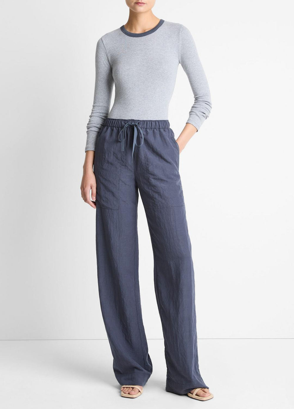 Tipped Heathered Pima Cotton-Blend Long-Sleeve T-Shirt in Long Sleeve | Vince on sale