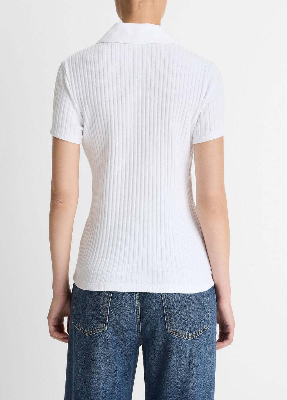 Ribbed Cotton-Blend Polo Shirt in Short Sleeve | Vince US