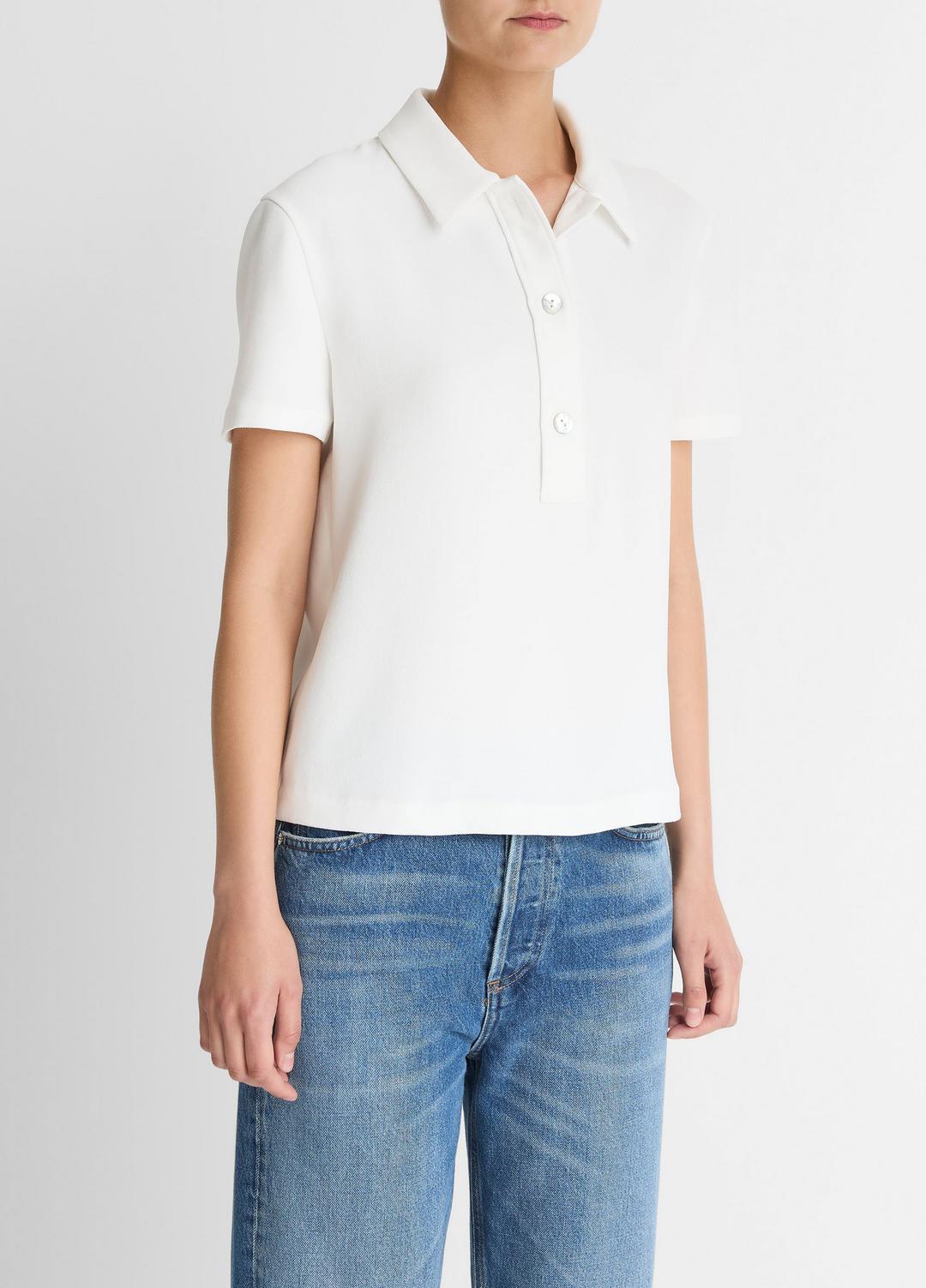Crepe Polo Shirt in Short Sleeve | Vince discount