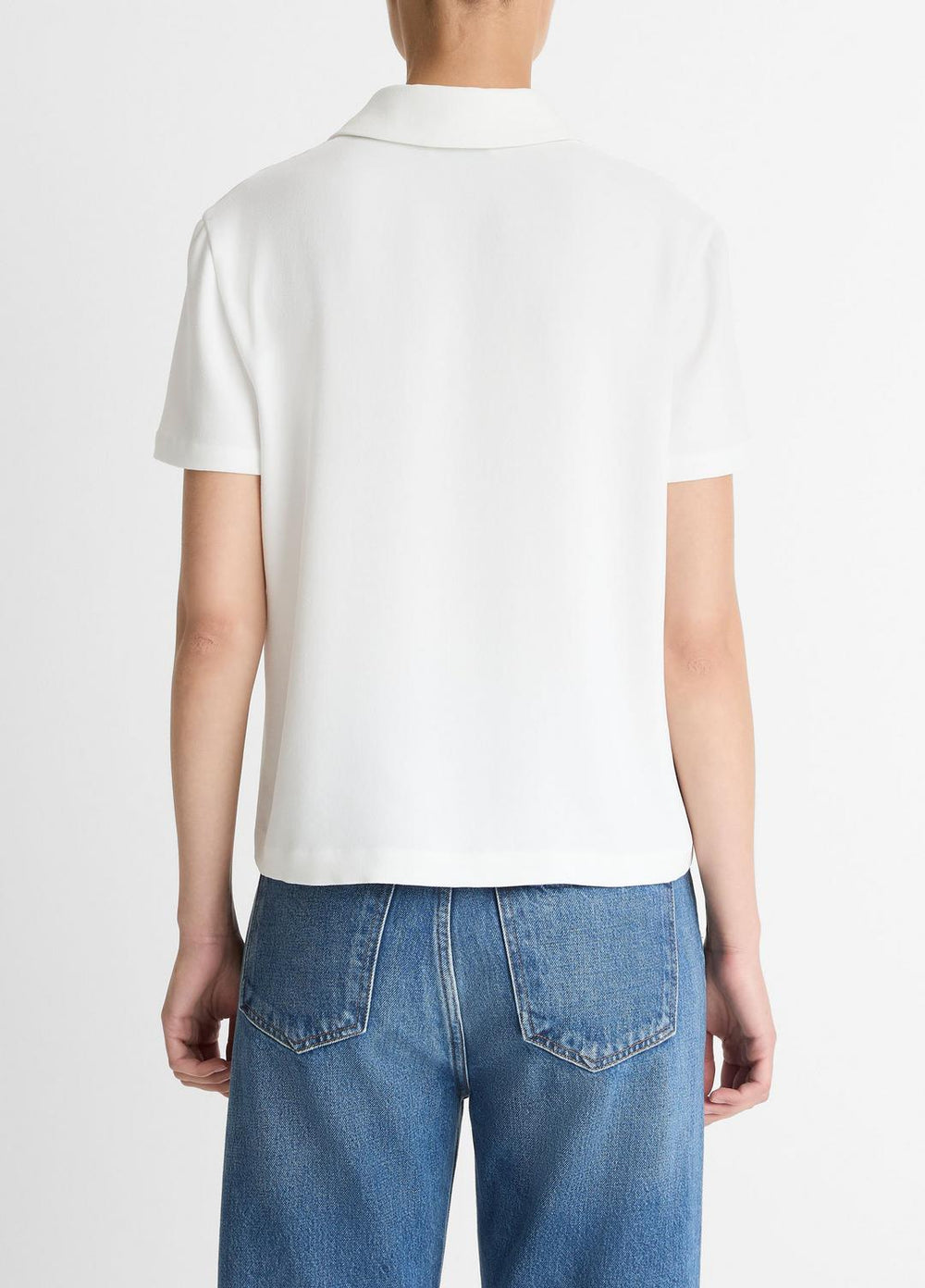 Crepe Polo Shirt in Short Sleeve | Vince discount