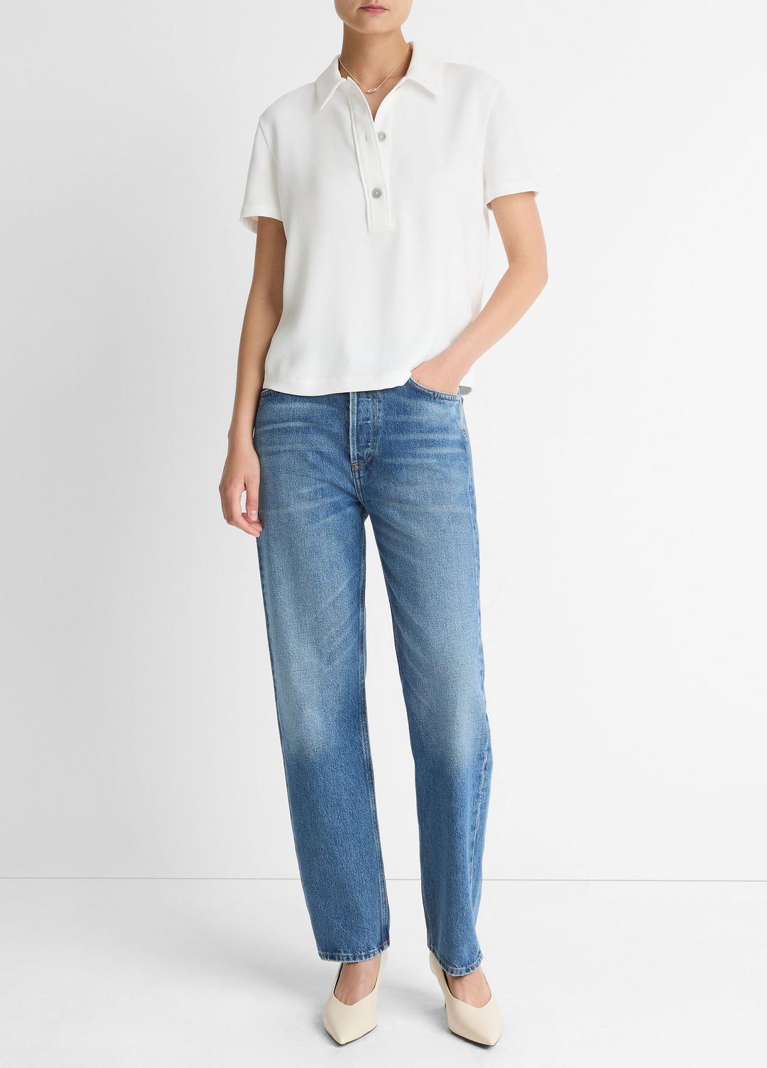 Crepe Polo Shirt in Short Sleeve | Vince discount