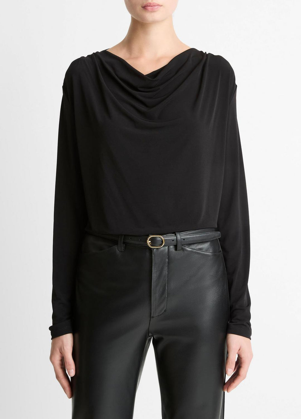 Matte Jersey Cowl-Neck Top in Long Sleeve | Vince near me