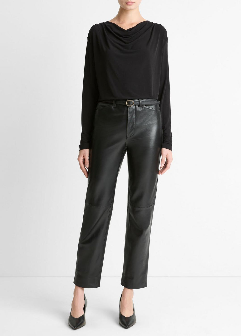 Matte Jersey Cowl-Neck Top in Long Sleeve | Vince near me