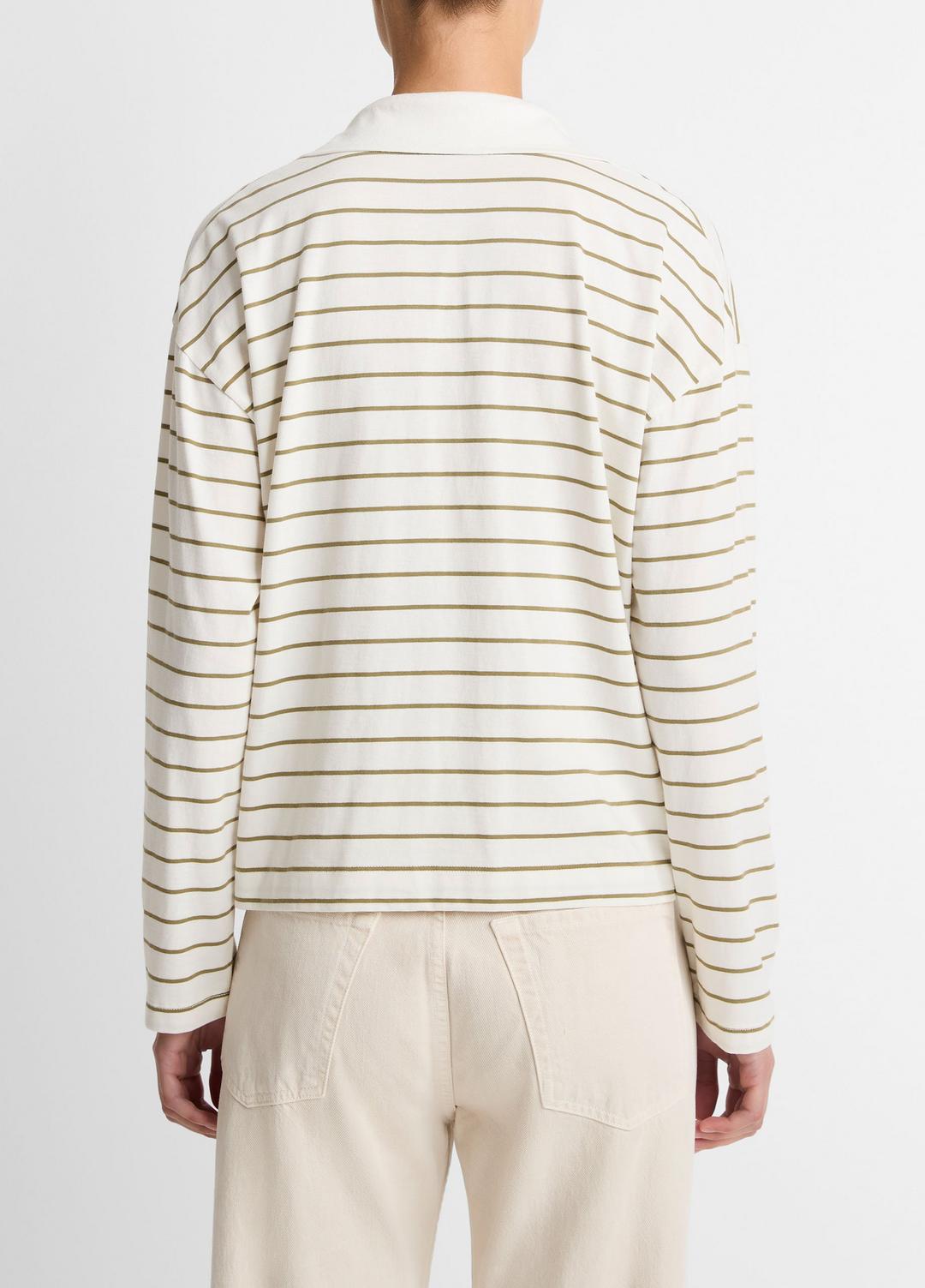 Striped Cotton Long-Sleeve Polo Shirt in Long Sleeve | Vince for sale
