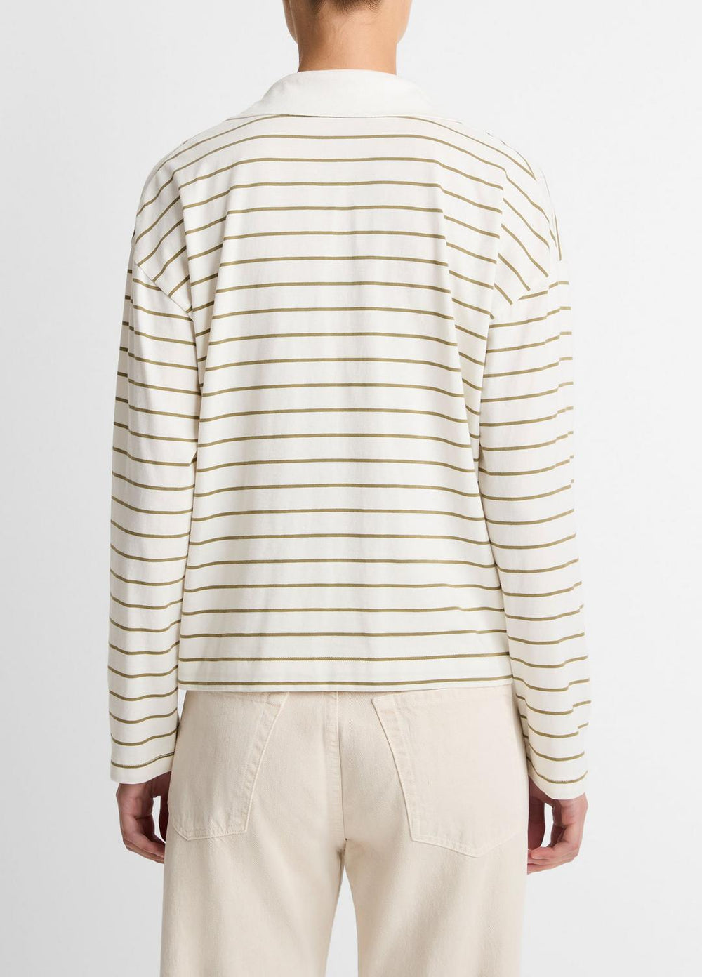 Striped Cotton Long-Sleeve Polo Shirt in Long Sleeve | Vince for sale