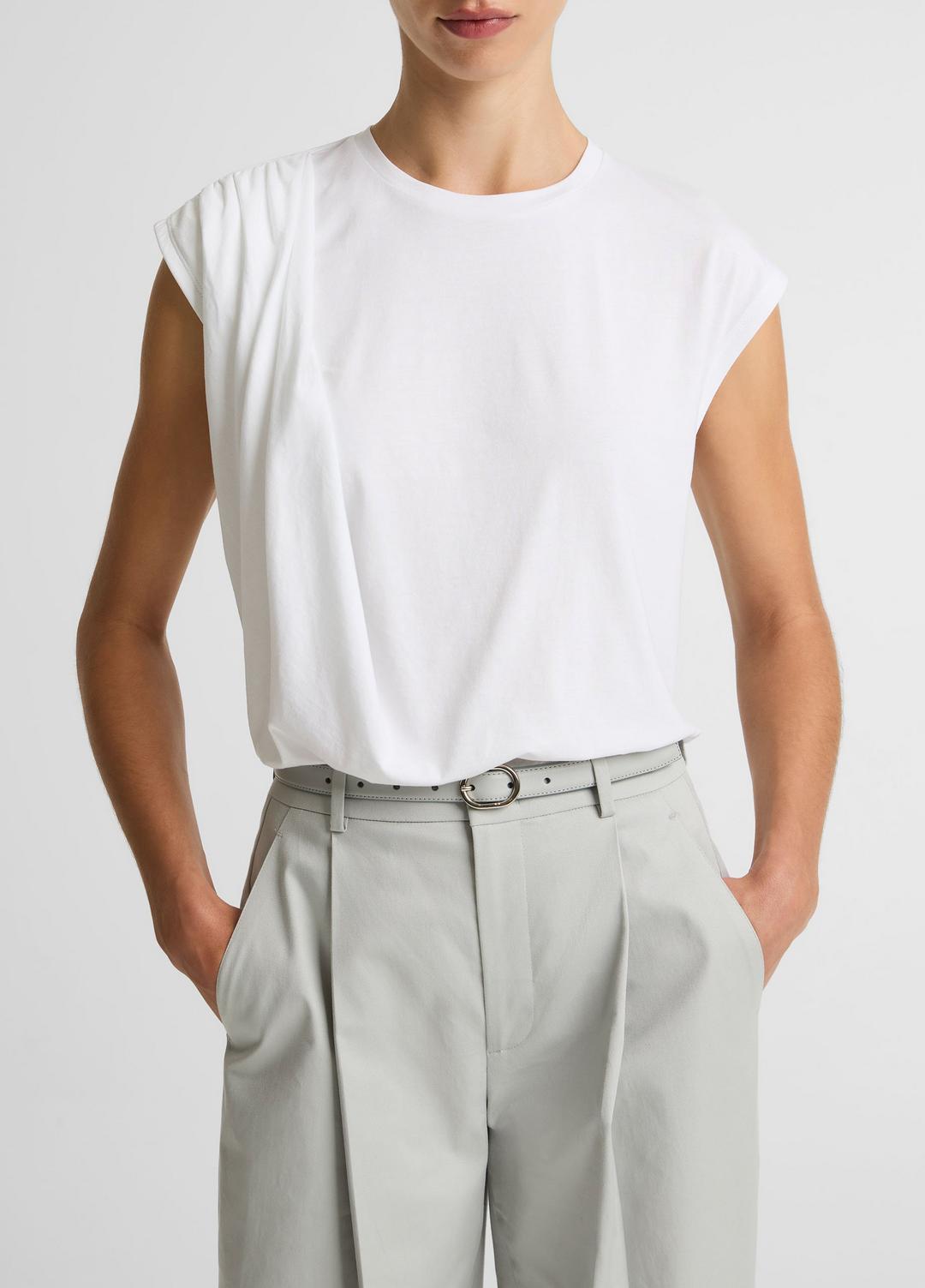 Pima Cotton-Blend Draped Relaxed Top in Tank Tops | Vince on sale
