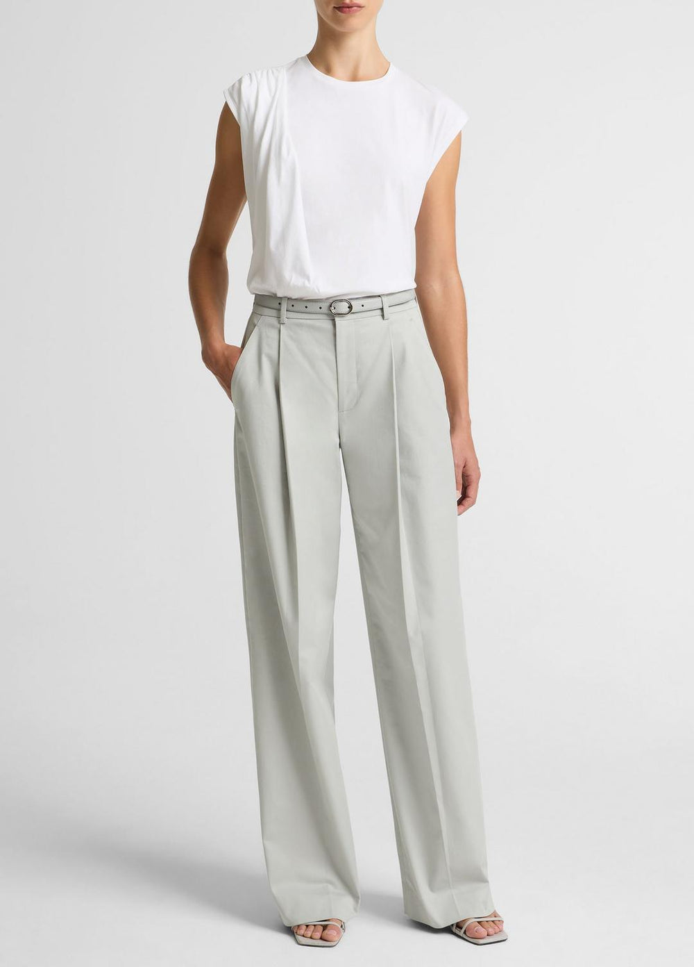 Pima Cotton-Blend Draped Relaxed Top in Tank Tops | Vince on sale