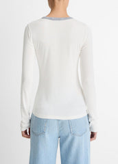 Tipped Heathered Pima Cotton-Blend Long-Sleeve T-Shirt in Long Sleeve | Vince Online