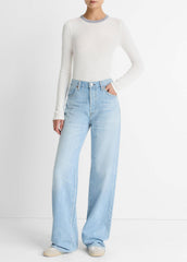 Tipped Heathered Pima Cotton-Blend Long-Sleeve T-Shirt in Long Sleeve | Vince Online