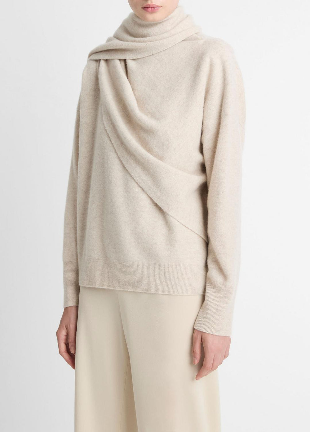 Draped-Shawl Wool-Cashmere Sweater in Turtleneck | Vince US