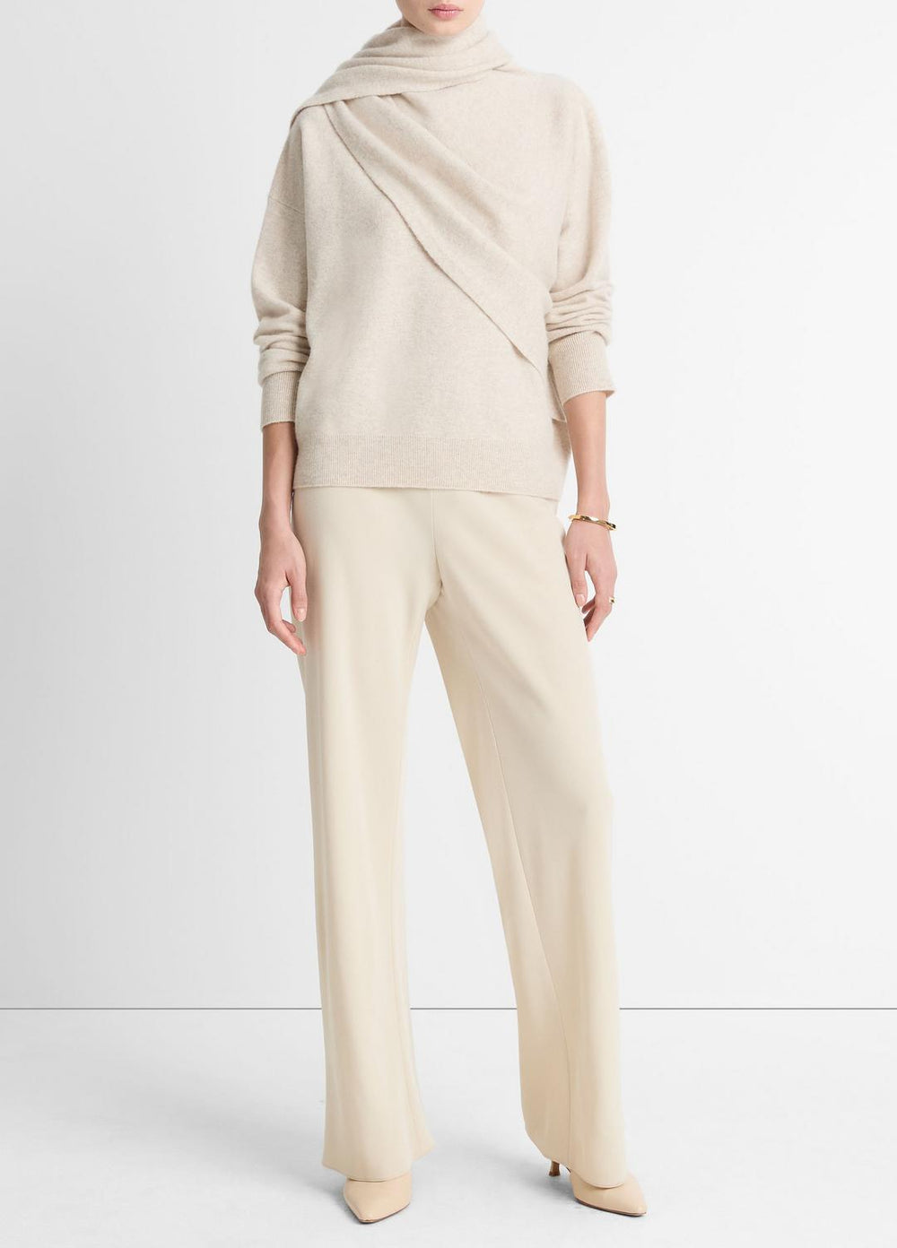 Draped-Shawl Wool-Cashmere Sweater in Turtleneck | Vince US
