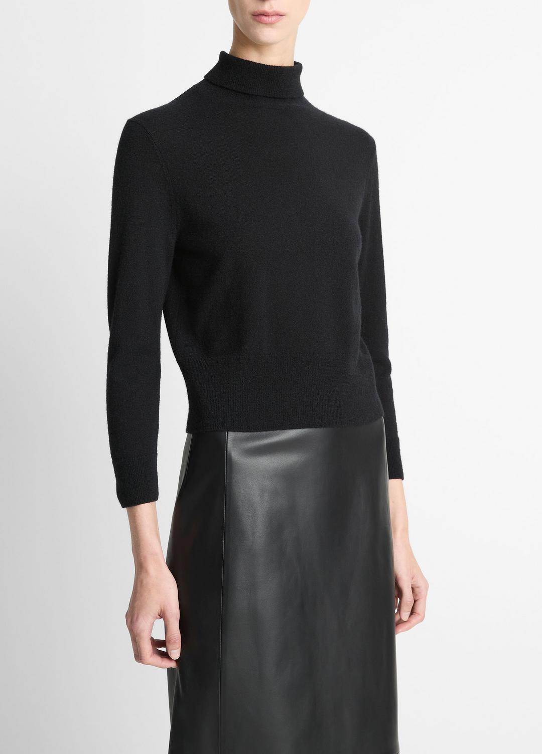 Cashmere-Silk Three-Quarter-Sleeve Mock-Neck Sweater in Turtleneck | Vince for sale