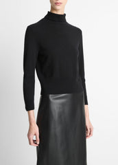 Cashmere-Silk Three-Quarter-Sleeve Mock-Neck Sweater in Turtleneck | Vince for sale