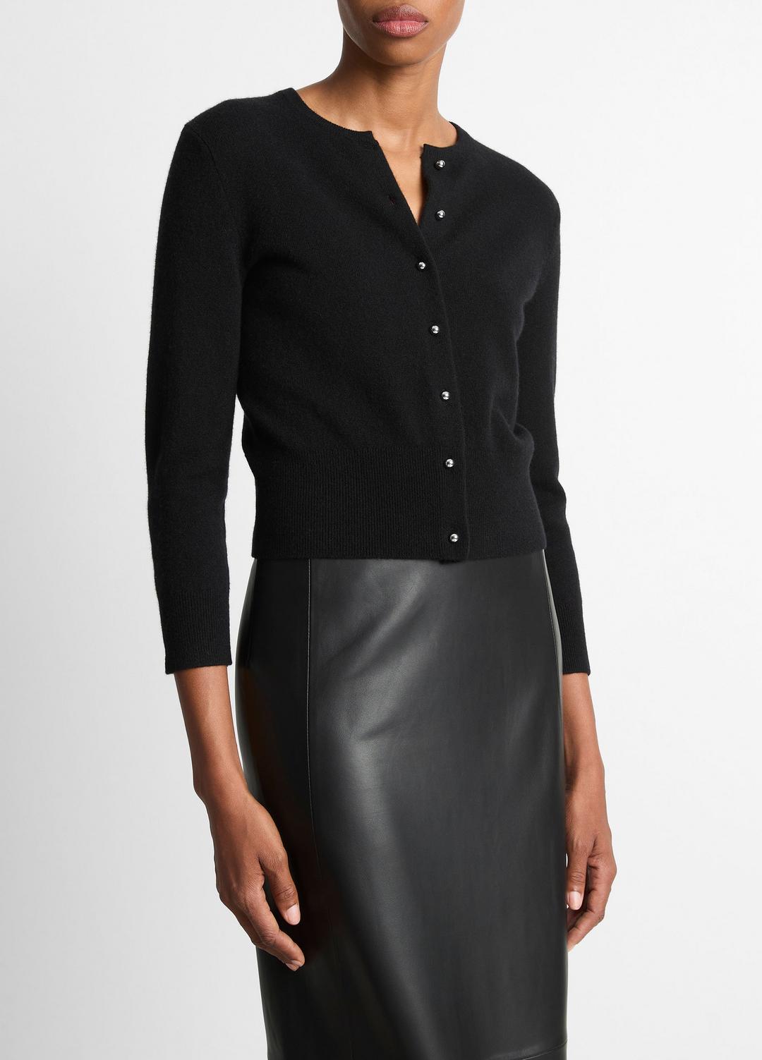 Metal-Button Wool & Cashmere-Blend Cardigan in Cardigans | Vince US