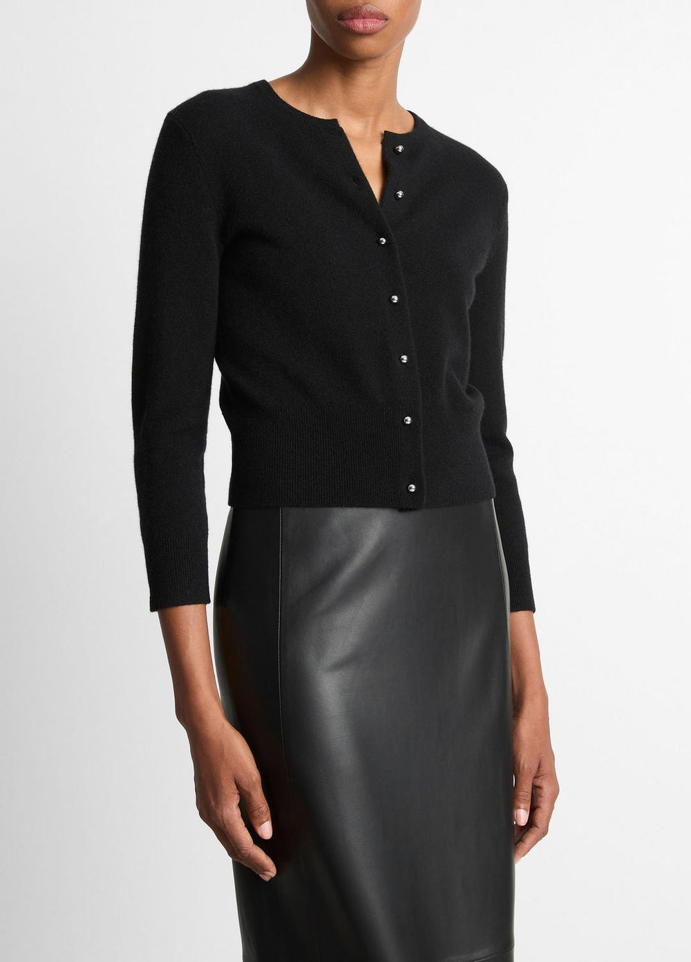 Metal-Button Wool & Cashmere-Blend Cardigan in Cardigans | Vince US