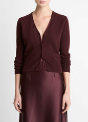 Satin-Trim Wool & Cashmere-Blend Cardigan in Cardigans | Vince on sale