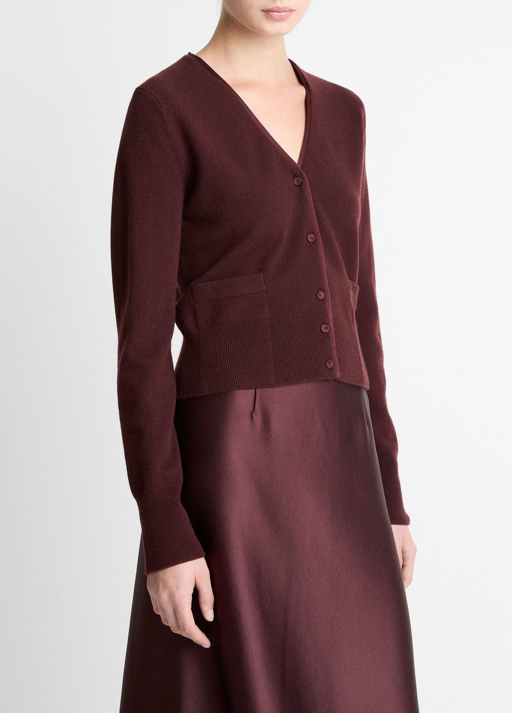 Satin-Trim Wool & Cashmere-Blend Cardigan in Cardigans | Vince on sale