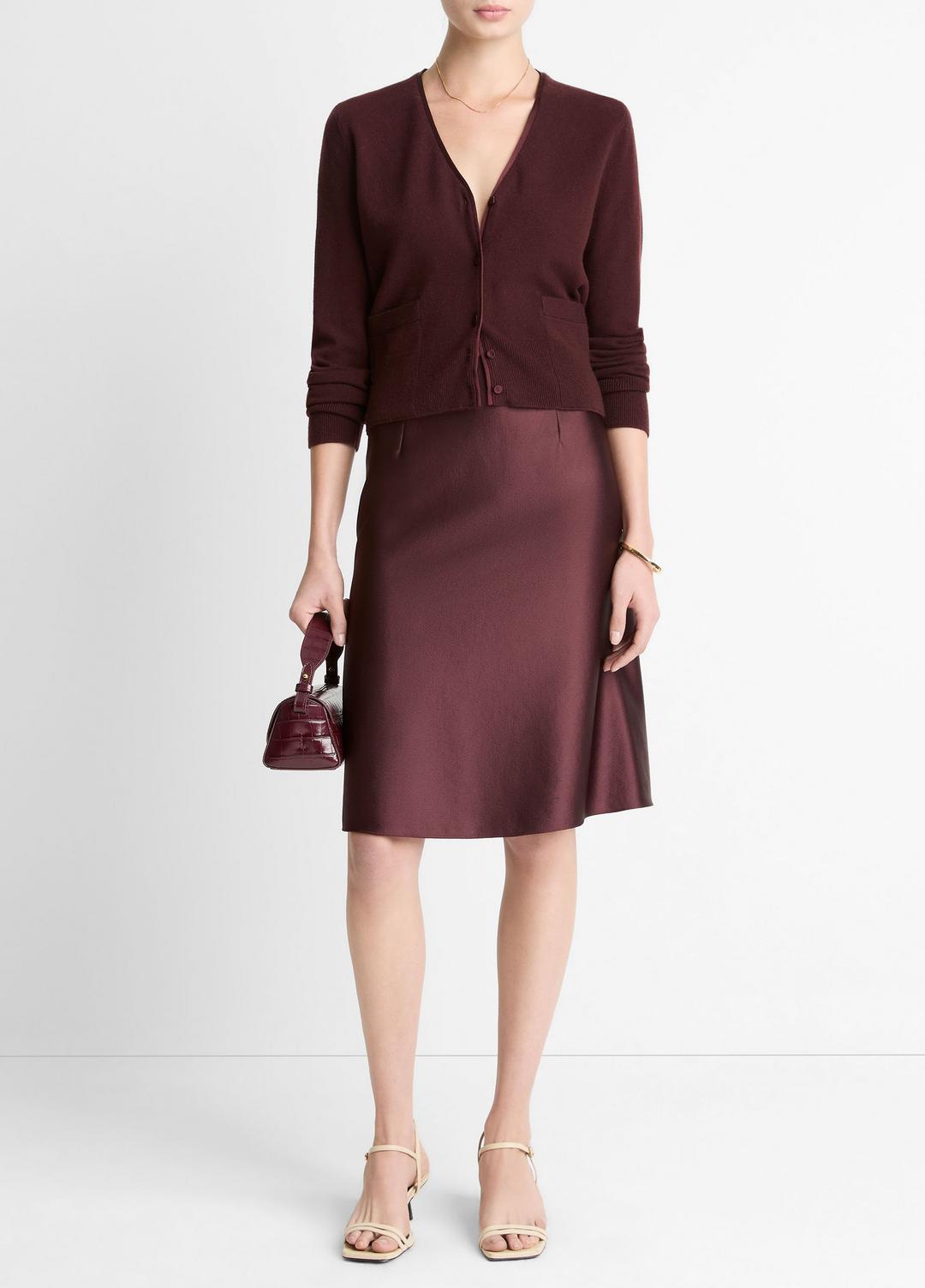 Satin-Trim Wool & Cashmere-Blend Cardigan in Cardigans | Vince on sale