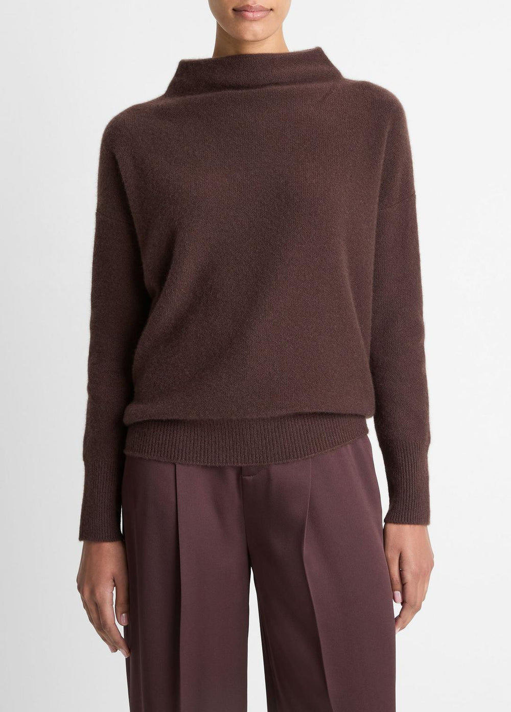 Plush Cashmere Funnel-Neck Sweater in Turtleneck | Vince Online