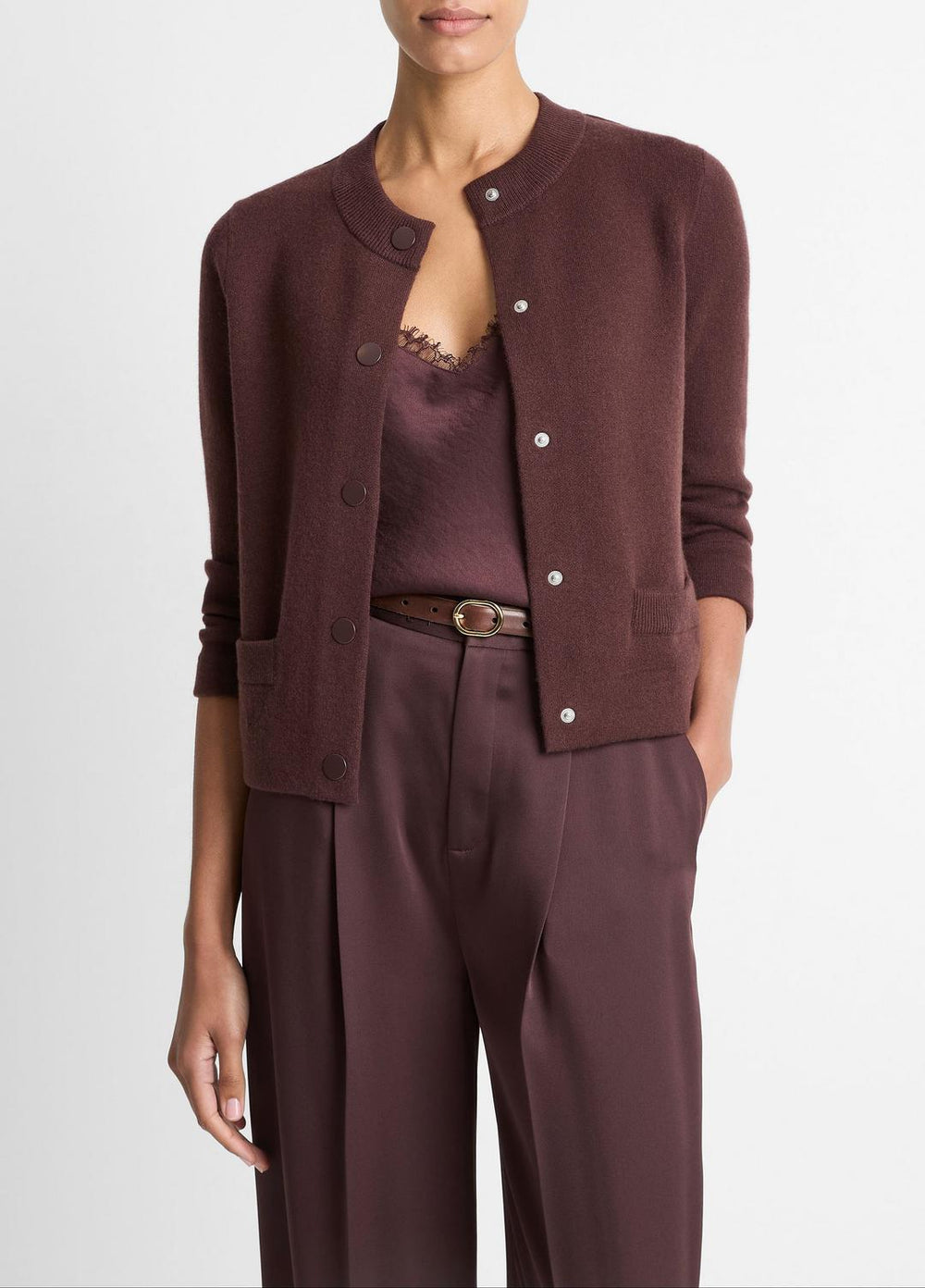 Wool-Blend Shrunken Snap Cardigan in Cardigans | Vince discount