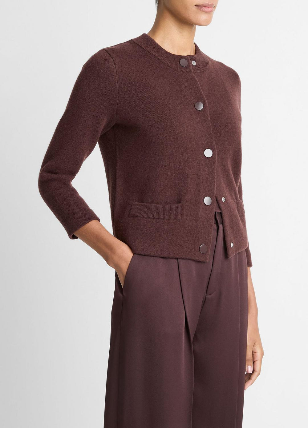 Wool-Blend Shrunken Snap Cardigan in Cardigans | Vince discount