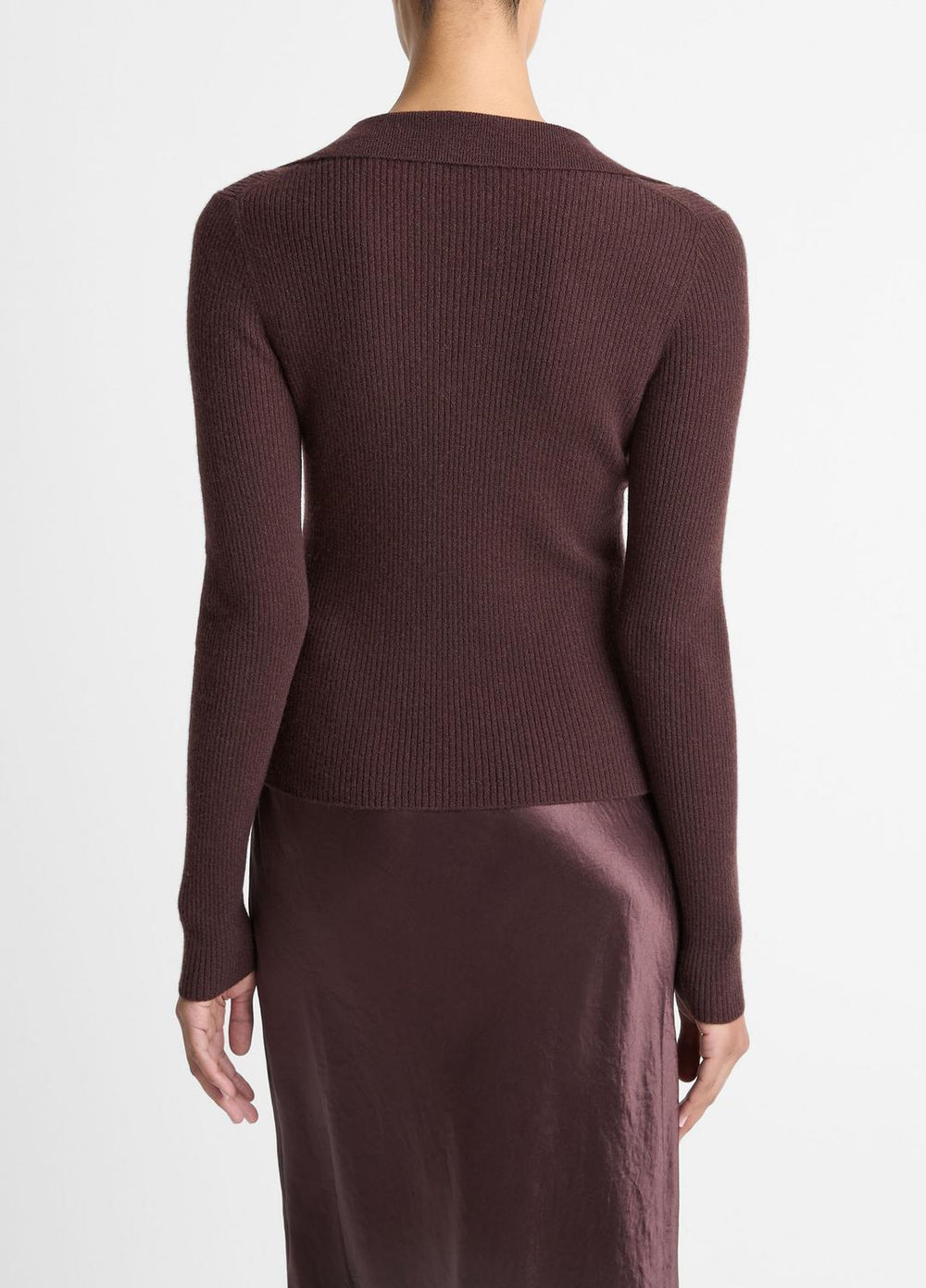 Ribbed Cashmere-Silk Polo Sweater in Cashmere | Vince near me