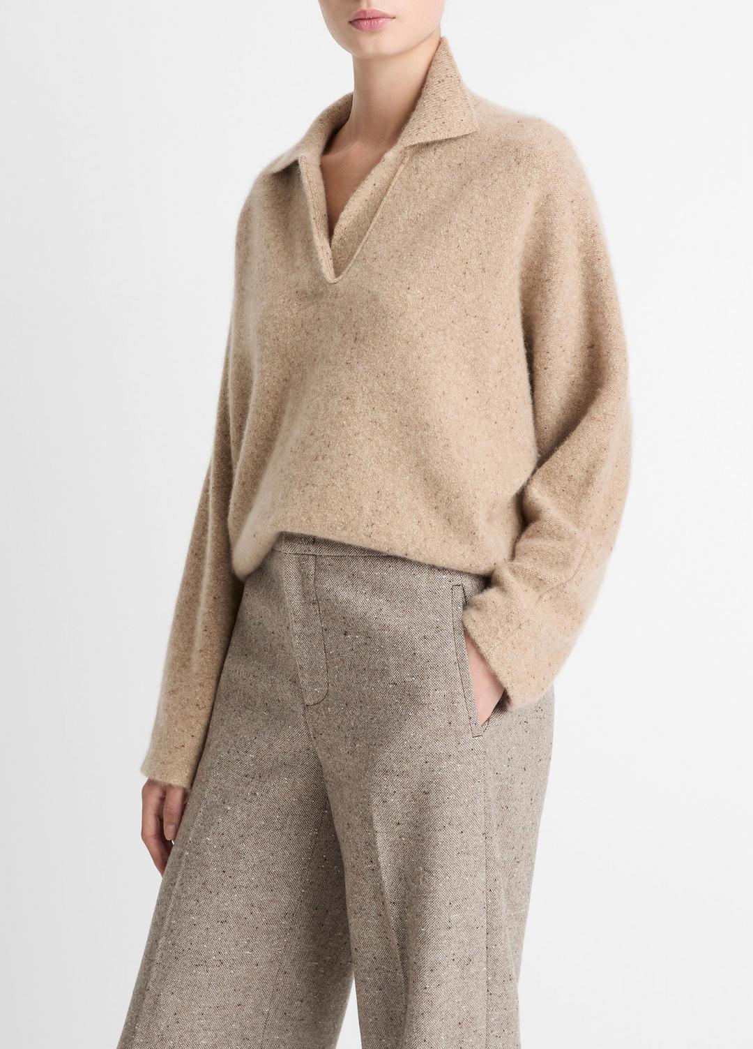 Donegal Plush Cashmere Dolman-Sleeve Polo Sweater in Cashmere | Vince for sale