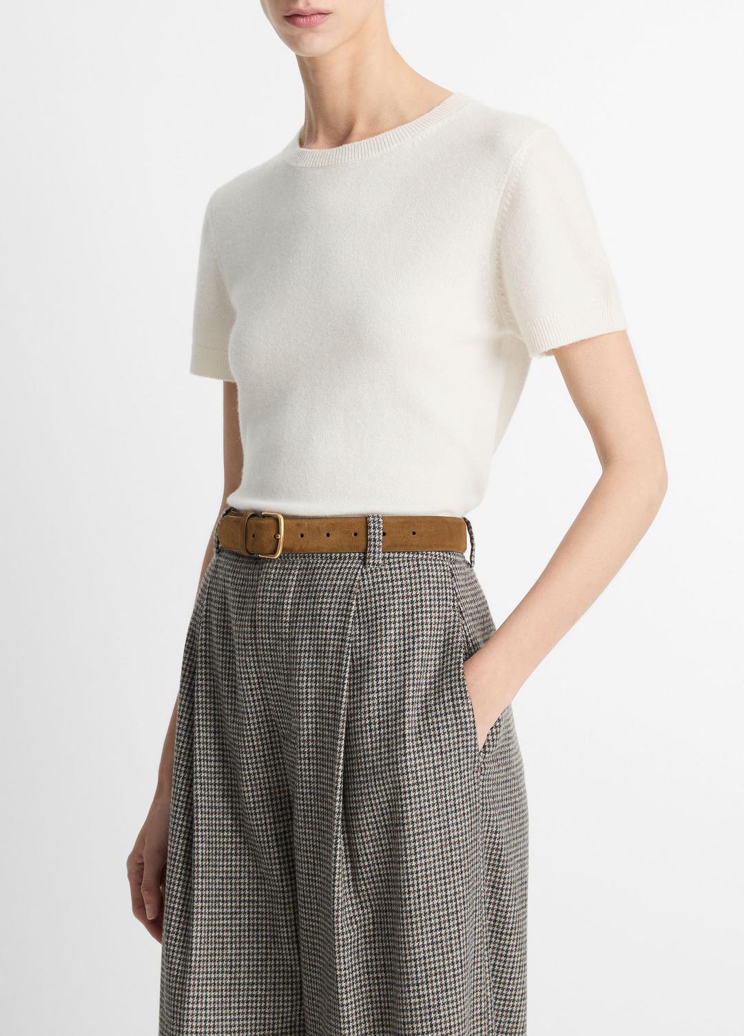 Wool & Cashmere-Blend Short-Sleeve Sweater in Crew Neck | Vince US