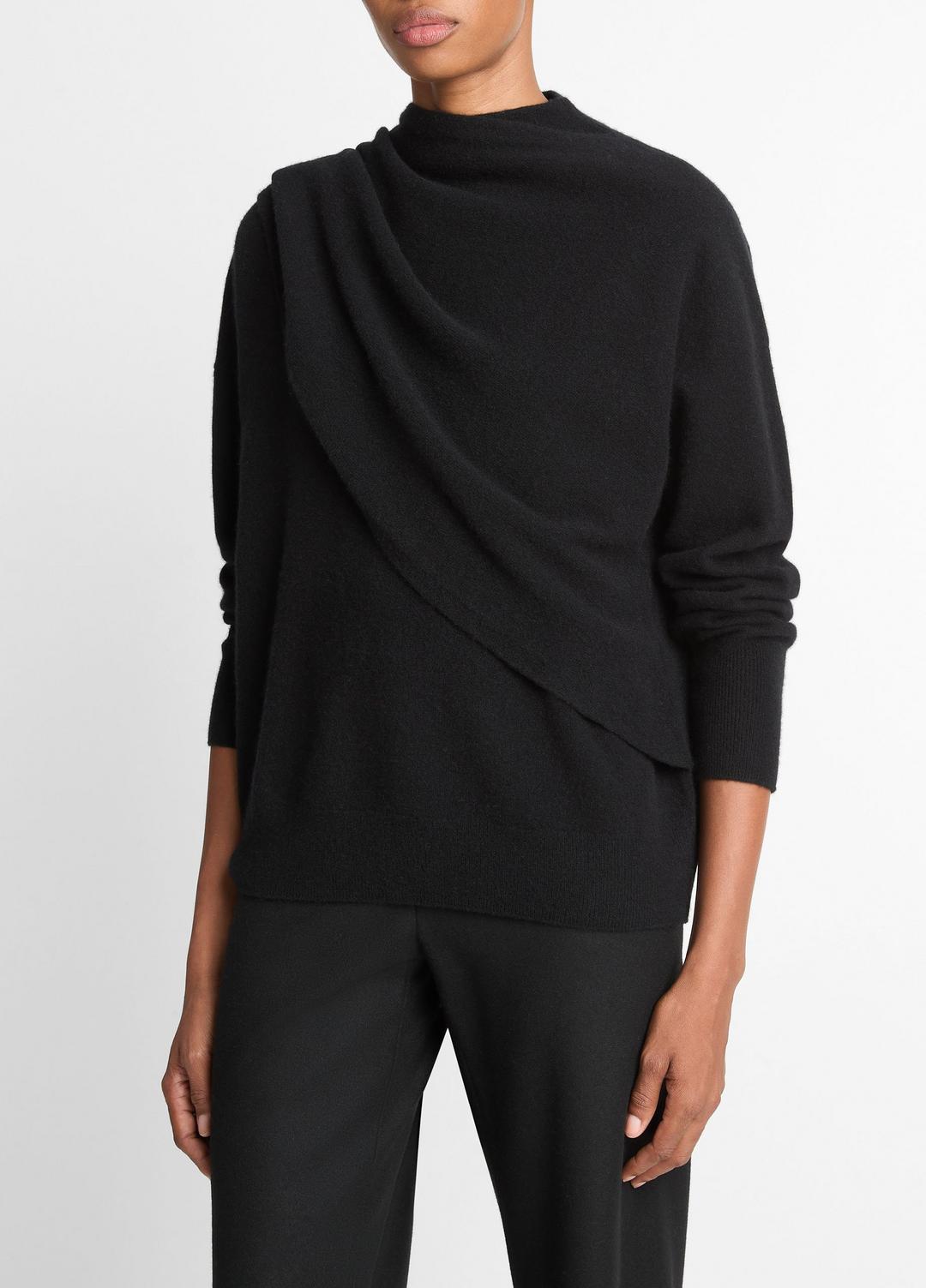 Draped-Shawl Wool-Cashmere Sweater in Turtleneck | Vince Online
