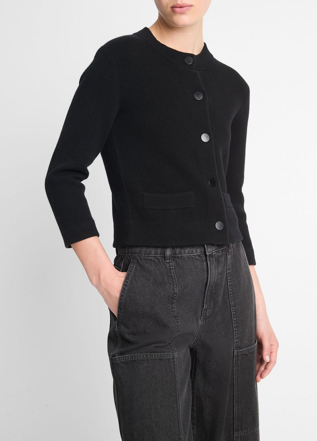Wool-Blend Shrunken Snap Cardigan in Cardigans | Vince near me