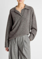Donegal Plush Cashmere Dolman-Sleeve Polo Sweater in Cashmere | Vince US